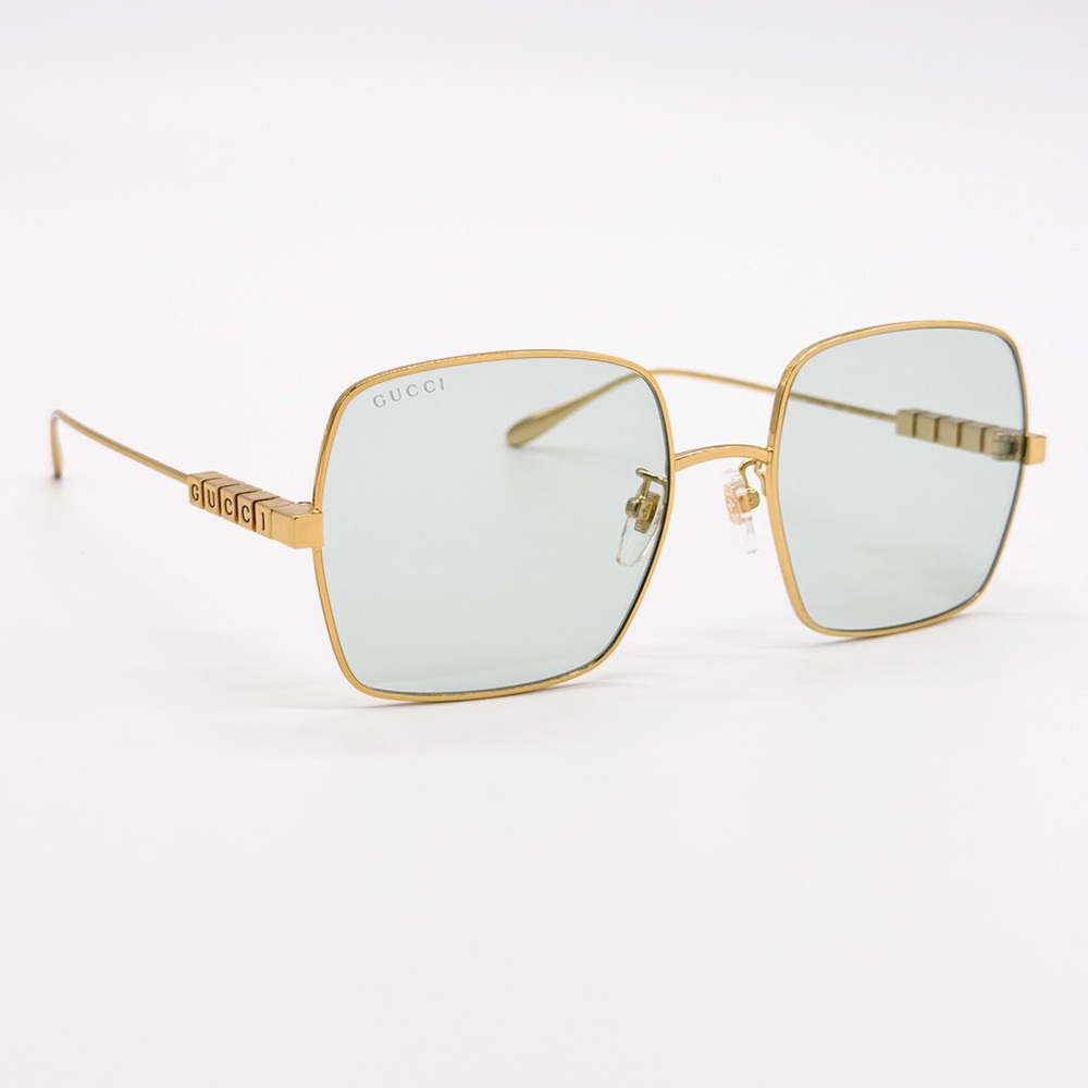 NEW GUCCI GG1434S 003 SQUARE GOLD GREEN WOMEN SUNGLASSES GUCCI - Picture 6 of 12